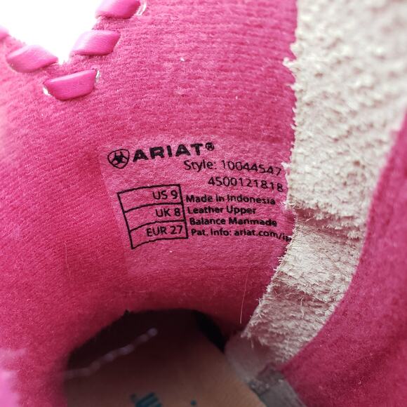 Ariat Wiggle Room Toddler Girls Size 9 Brown Pink Leather Western Cowboy Boots - Picture 12 of 12